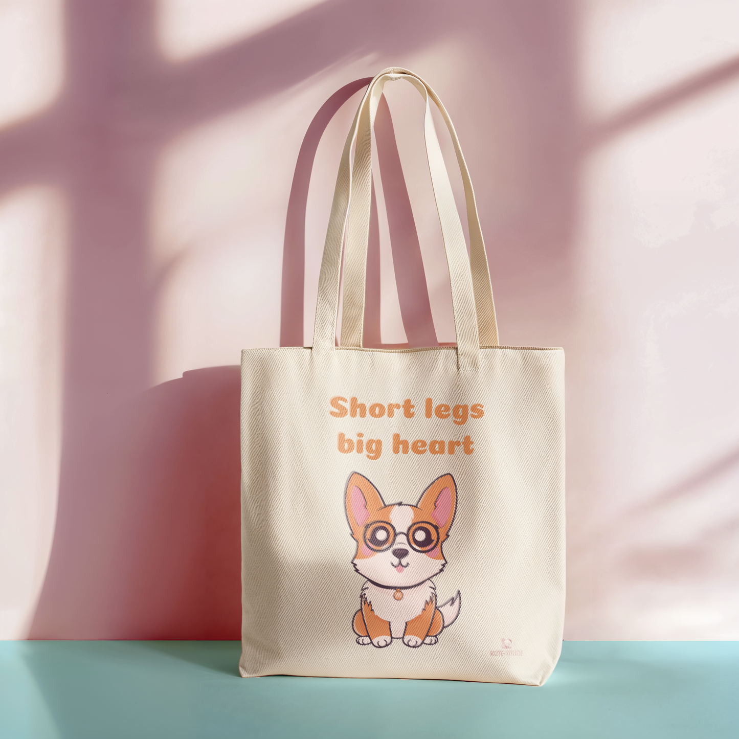 Co-Ku, Organic Cotton Cream Tote Bag, short legs