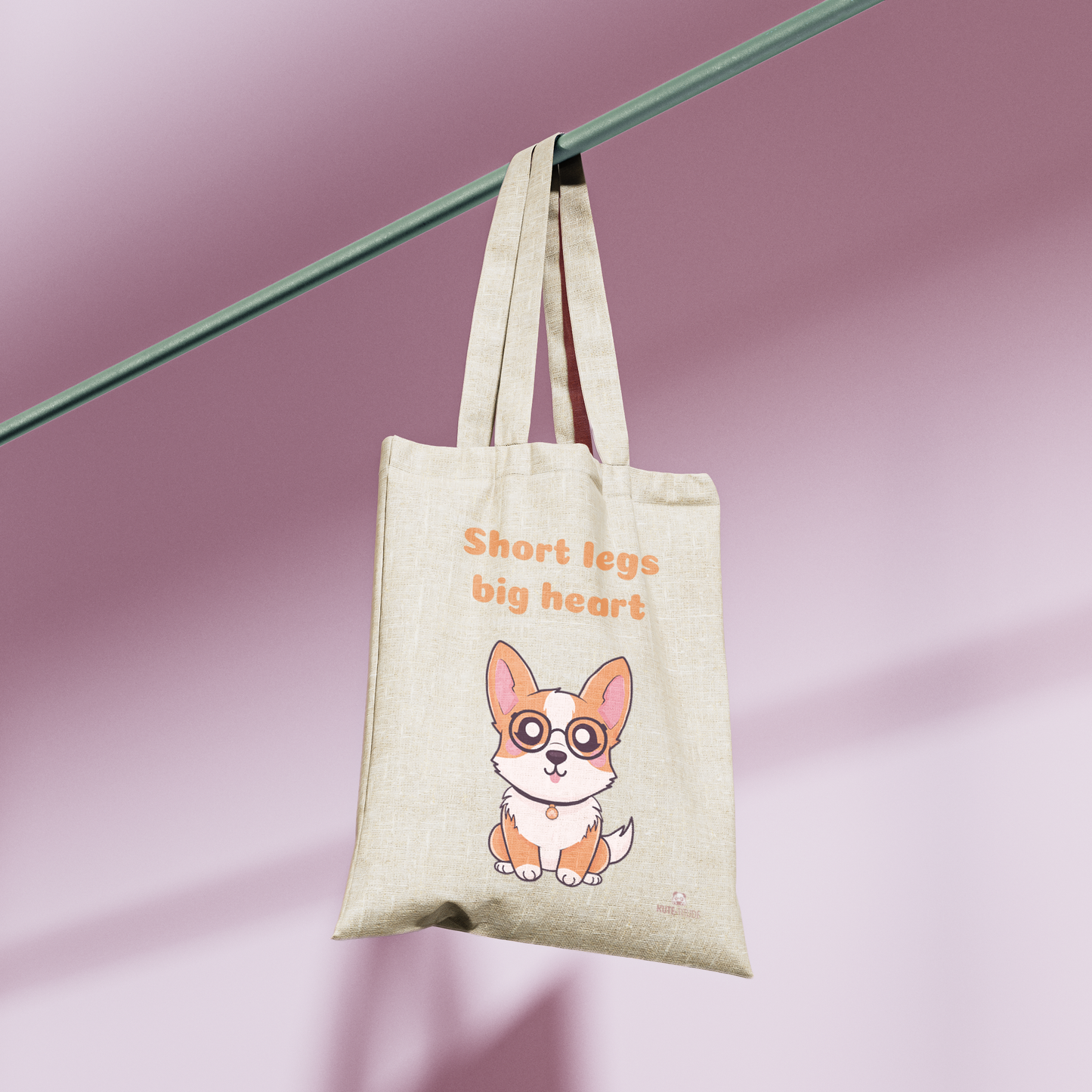Co-Ku, Organic Cotton Cream Tote Bag, short legs