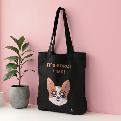 Co-Ku, Organic Cotton Tote Bag, corgi time